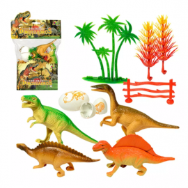 Kit de Dinossauros - Pacote com 4 Dino e 6 acessrios - Art Brink