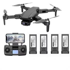 Foto do Drone L900 Pro SE 4K em exibio com seu design moderno na cor preta. Destacam-se os detalhes do motor brushless, que garante maior durabilidade e eficincia. Ideal para capturar imagens areas com sua cmera 4K de alta resoluo.